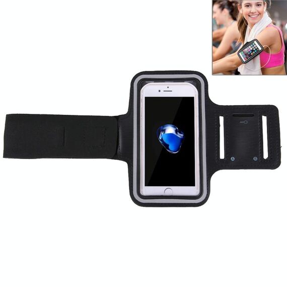 Custodia da braccio sportiva per iPhone 8 Plus e 7 Plus con tasca portachiavi (nera)