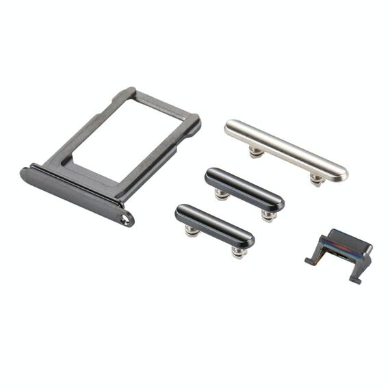 Vassoio scheda + tasto controllo volume + pulsante di accensione + tasto vibrazione interruttore muto per iPhone X (grigio)
