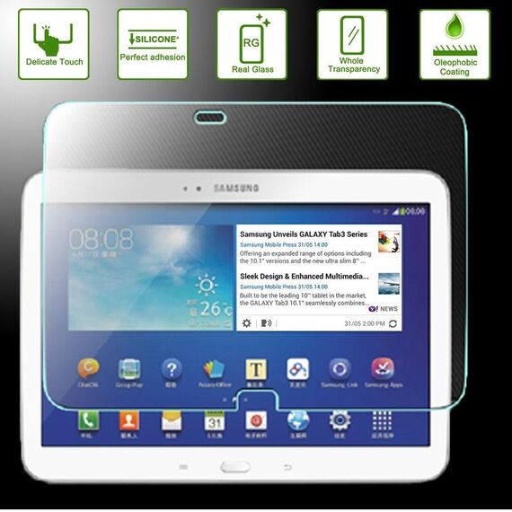 Pellicola in vetro temperato antideflagrante con durezza superficiale da 0,4 mm 9H + 2,5D per Galaxy Tab 3 10.1 / P5200