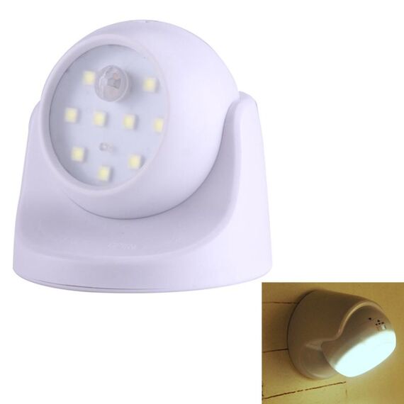 MM3W1 3W Lampada di sicurezza con rilevatore di sensore di movimento PIR a luce bianca, 9 LED 240 LM 6000K Rotazione di 360 gradi Sensore di movimento wireless Luce per guardaroba / Luce notturna / Lampada da parete per camera da letto, soggiorno, bagno,