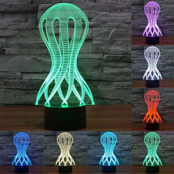 Luce LED di controllo dell'interruttore tattile 3D stile Acaleph, 7 Lampada da scrivania con lampada da scrivania a decolorazione visiva creativa