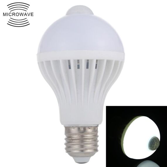 Lampadina LED con sensore di movimento a infrarossi E27 7W 16 LED SMD 5730 450LM, distanza sensore: 4-6 m, CA 220 V (luce bianca)