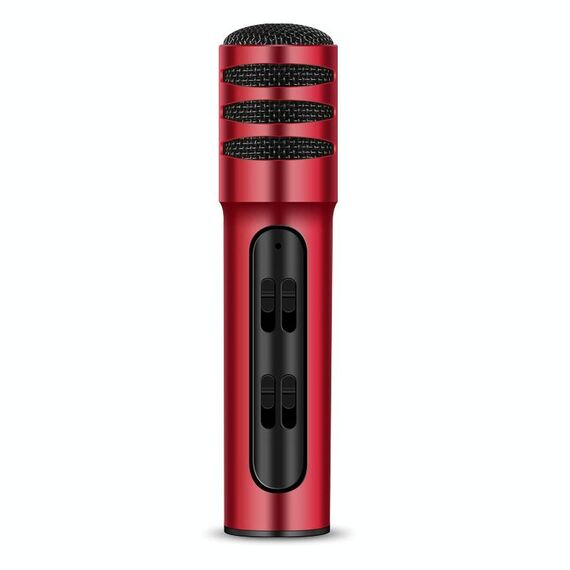 BGN-C7 Microfono a condensatore Doppio telefono cellulare Karaoke Microfono per canto dal vivo Scheda audio integrata (rosso)