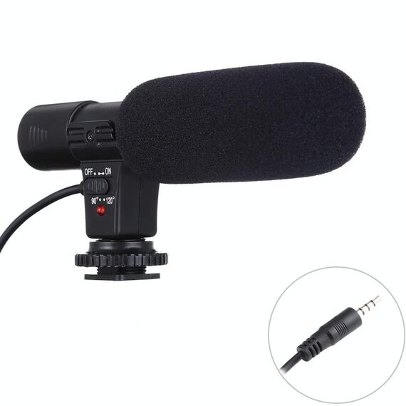 MIC-02 30-18000Hz Microfono stereo chiaro con frequenza audio per smartphone, lunghezza cavo: 28 cm