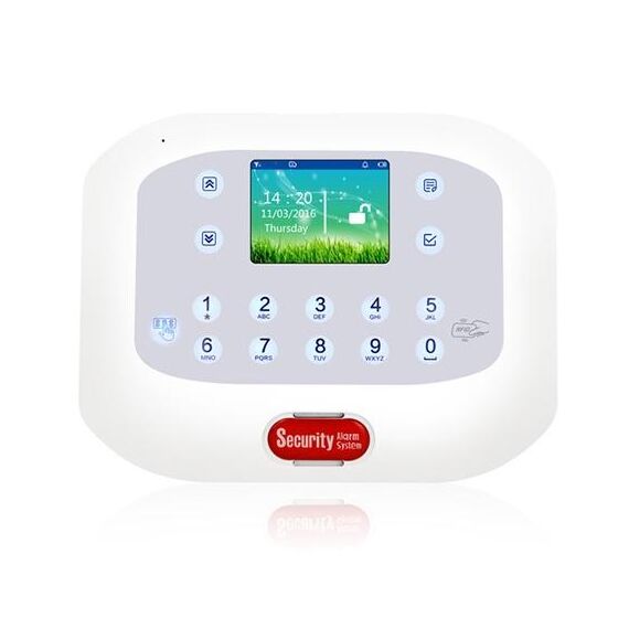 DY-GSM50A Kit 8 in 1 315MHz / 433MHz Wireless GSM / PSTN Sistema di allarme antifurto intelligente, schermo LCD touch panel (bianco)