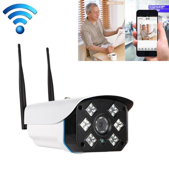 J-06 Telecamera IR IP WiFi 1.0MP per interni ed esterni, supporto per visione notturna a infrarossi / rilevamento movimento / scheda TF (64 GB max), distanza IR: 50 m