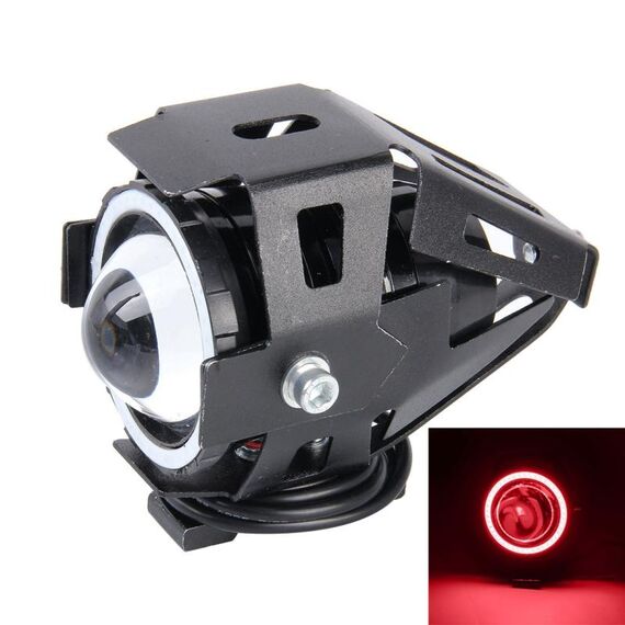 U7 10W 1000LM CREE LED Life Lampada frontale impermeabile con luce Angel Eyes per moto / SUV, DC 12V (luce rossa)