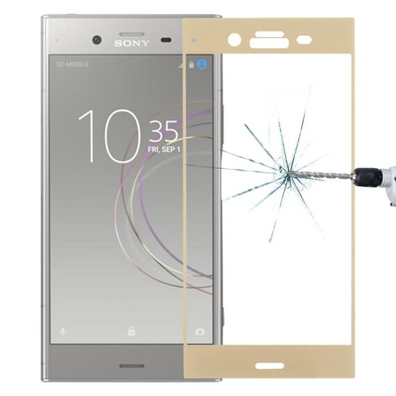 Per Sony Xperia XZ1 0.26mm 9H Durezza superficiale 3D Protezione schermo in vetro temperato a schermo intero (Oro)