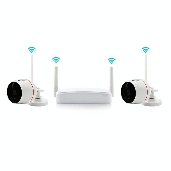 Kit Wi-Fi per telecamera IR IP wireless di sicurezza da interno 4CH HD 1080P, supporto per visione notturna / rilevamento PIR / audio bidirezionale e scheda Micro SD (128 GB max, distanza IR: 9 m (bianco)