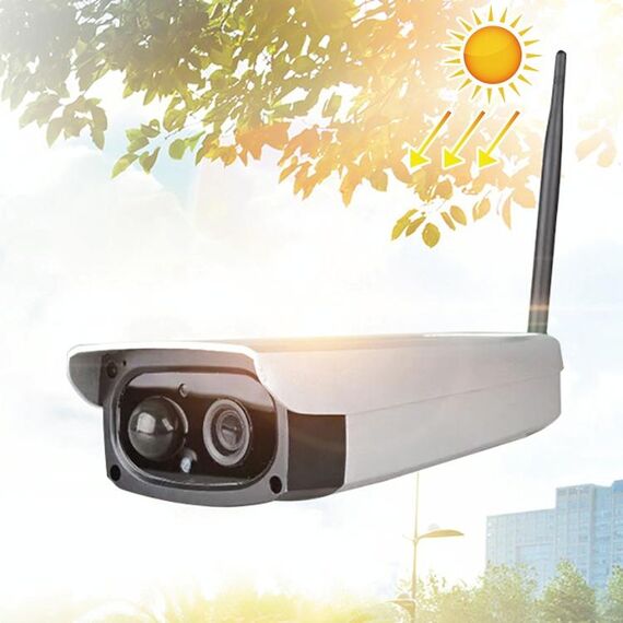 VESAFE VS-Y3 Telecamera IP di sicurezza ad energia solare HD 1080P per esterni, supporto per rilevamento movimento e sveglia PIR, IP66 impermeabile (bianco)