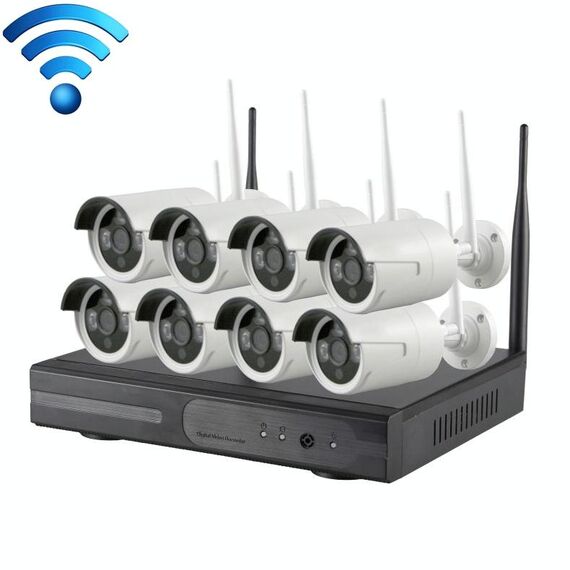 K9608W-PE2013W 8CH HD 960P 1.3 Mega Pixel 2.4GHz WiFi IP Bullet Camera + Kit NVR