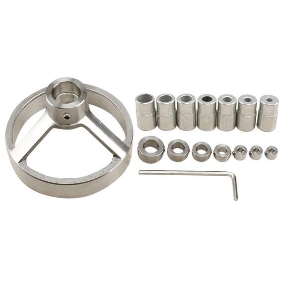 Guida per trapano 16 in 1 Maschera per foro tascabile verticale 5/6/7/8/9/10 / 12mm Localizzatore di fori per punte da trapano Kit maschera per lavorazione del legno in acciaio inossidabile