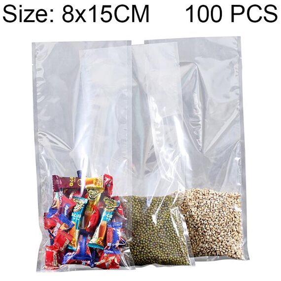Confezione sottovuoto per alimenti da 100 pezzi Sacchetto di plastica trasparente Sacchetto per alimenti in nylon, dimensioni: 8 cm x 15 cm