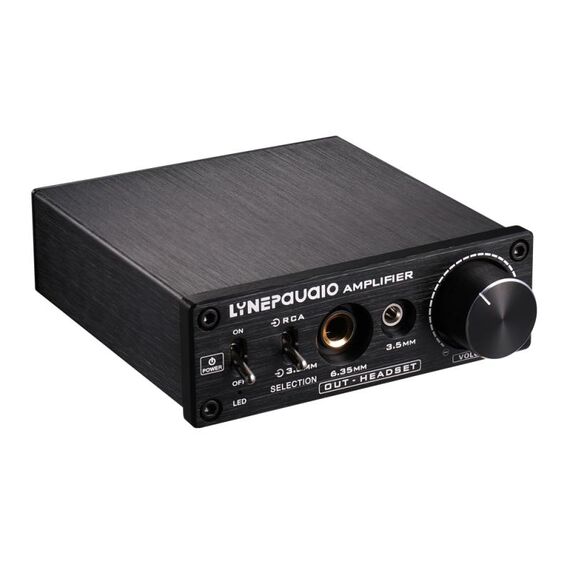 LINEPAUDIO B899 Amplificatore di segnale stereo pre-stadio Booster Amplificatore per cuffie doppia sorgente sonora 2 in 3 out con controllo del volume (nero)