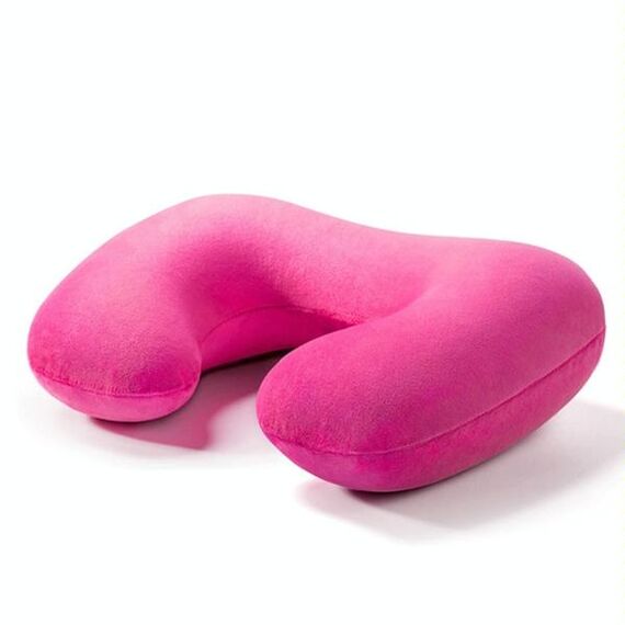 Cuscino per cuscino da viaggio gonfiabile a forma di U ad aria (rosa rossa)