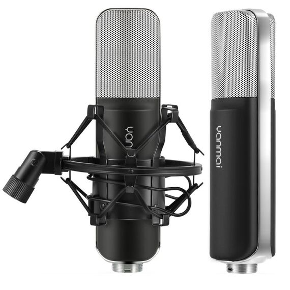 Microfono professionale per registrazione audio a condensatore Yanmai Q8 con supporto, Compatibile con PC e Mac per Live Broadcast Show, KTV, ecc. (Nero)