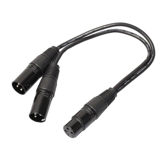 Cavo adattatore connettore audio da 30 cm a 3 pin XLR CANNON 1 femmina a 2 maschi per microfono / apparecchiatura audio (nero)