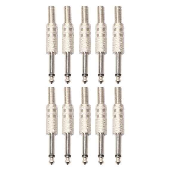 10 PCS 2 Pin 6.5mm Plug Connettore audio in lega di zinco saldato 6.35 Audio Plug