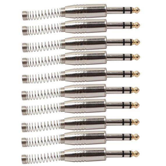 10 PCS 6.35mm Spina audio in metallo Spina cavo per microfono stereo