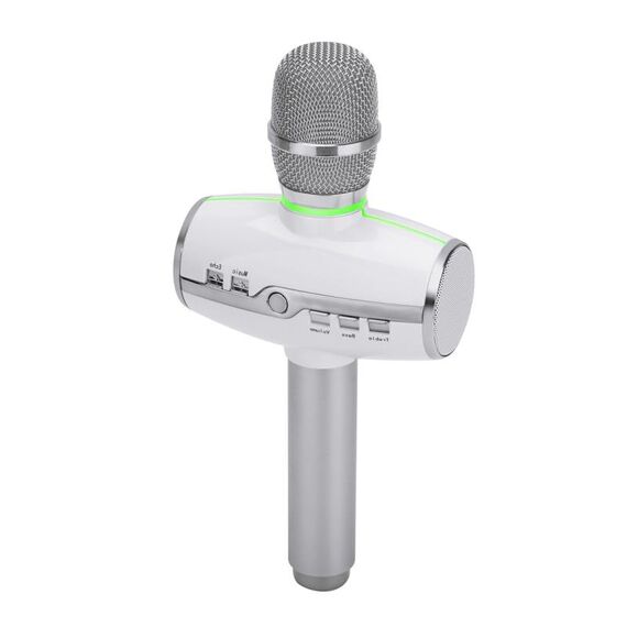 H9 KTV Karaoke palmare di alta qualità Registrazione Luci al neon colorate RGB Microfono a condensatore wireless Bluetooth, Per notebook, PC, altoparlante, cuffie, iPad, iPhone, Galaxy, Huawei, Xiaomi, LG, HTC e altri smartphone (argento)
