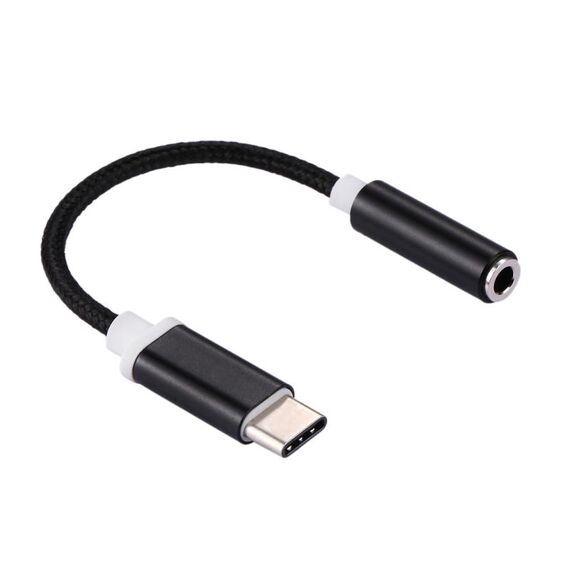 Adattatore audio da USB-C / Type-C maschio a 3,5 mm femmina, Adattatore audio USB-C / Type-C maschio a femmina da 3,5 mm, lunghezza: circa 10 cm (nero)