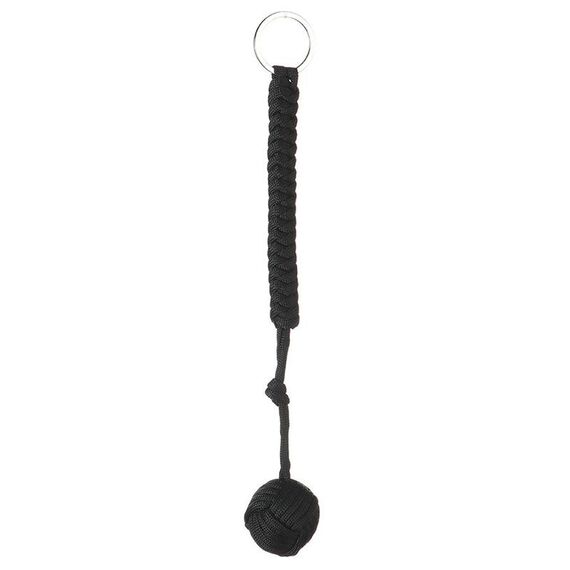 Portachiavi di sopravvivenza con cordino per autodifesa in acciaio con cuscinetto a sfera in acciaio con pugno di scimmia nero (nero)