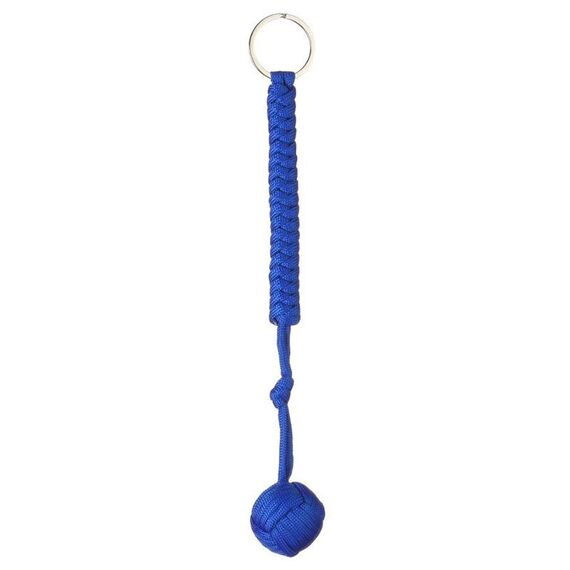Portachiavi di sopravvivenza con cordino per autodifesa in acciaio con cuscinetto a sfera in acciaio con pugno di scimmia nero (blu)