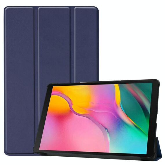 Custodia in pelle PU con struttura a vibrazione orizzontale Custer per Galaxy Tab A 10.1 2019 (T515 / T510), con supporto a tre pieghe e funzione sleep / wake-up (blu scuro)