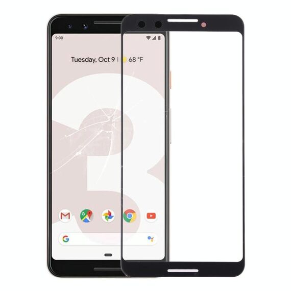 Lente in vetro esterno per schermo anteriore per Google Pixel 3 (nero)