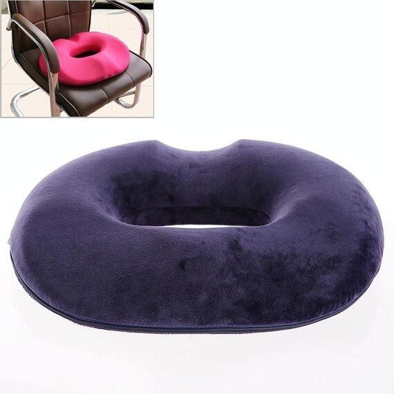 Cuscino anti-emorroidi per anca in velluto di cristallo ispessimento per ufficio, dimensioni: 45x41x7cm (blu navy)