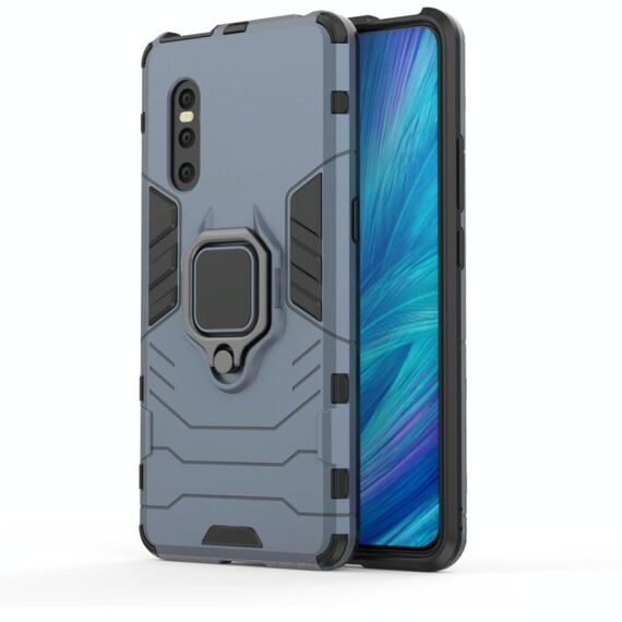 Custodia protettiva antiurto PC + TPU con supporto per anello magnetico per Vivo X27 (blu navy)