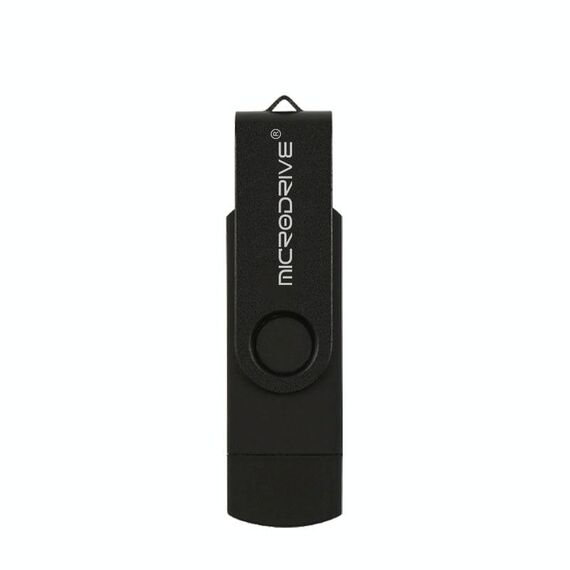 MicroDrive 64 GB USB 2.0 Telefono e computer Disco rotante OTG in metallo a doppio uso (nero)