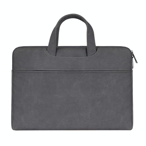 ST06 Borsa a tracolla portatile nascosta con cerniera in pelle PU impermeabile per laptop da 15,6 pollici, con cintura per valigia (grigio scuro)