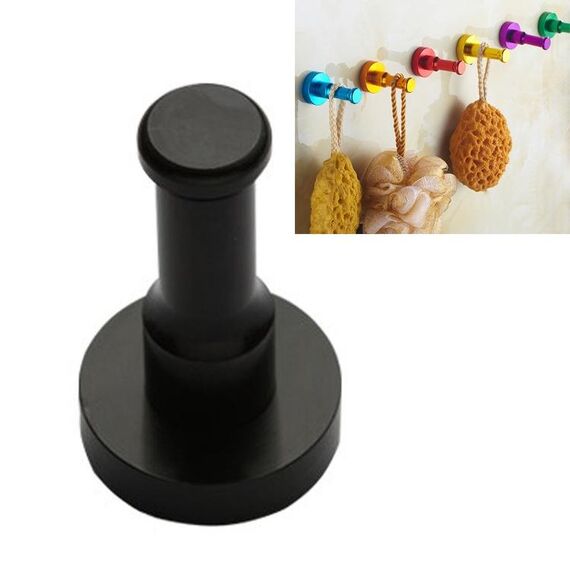 Colore Personalità Spazio Gancio rotondo in alluminio Gancio singolo Cucina Colore Appendiabiti No ruggine (nero)