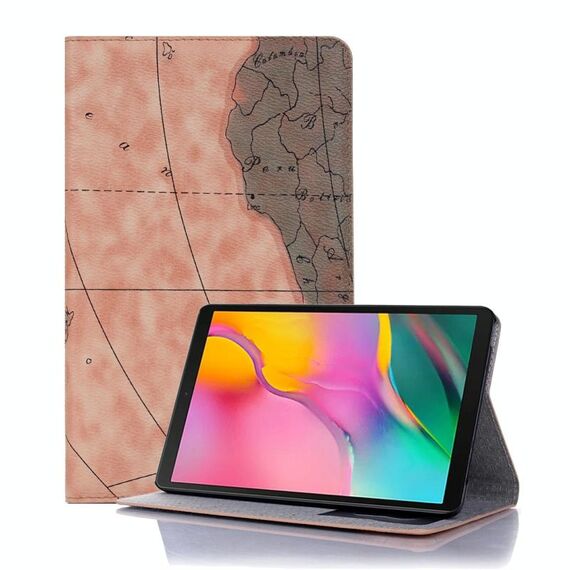 Custodia in pelle a vibrazione orizzontale con texture mappa per Galaxy Tab A 8 (2019) P200 / P205, con supporto, slot per schede e portafoglio, consistenza casuale