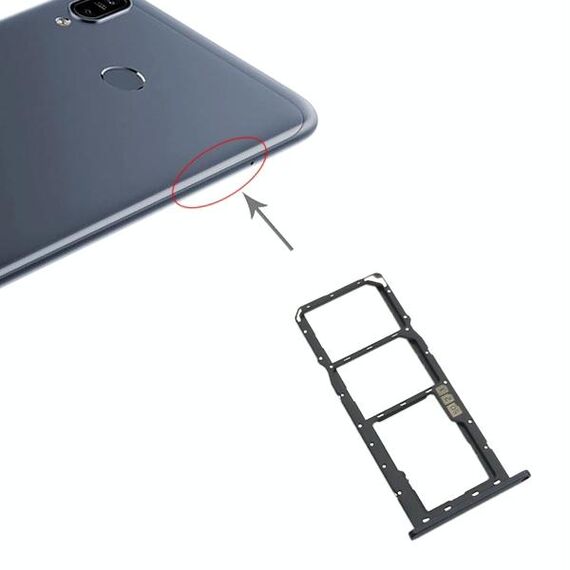 Vassoio scheda SIM + vassoio scheda SIM + vassoio scheda micro SD per Asus Zenfone Max M2 ZB633KL (nero)