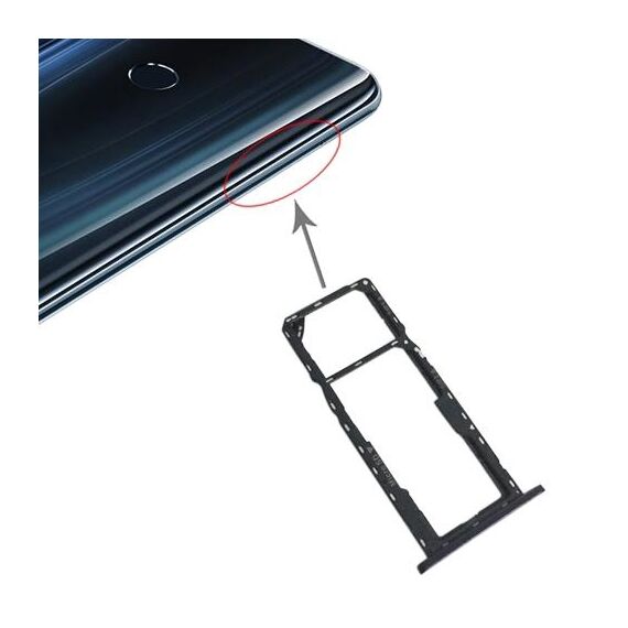 Vassoio scheda SIM + vassoio scheda SIM + vassoio scheda micro SD per Asus ZenFone Max Pro (M2) ZB631KL (nero)