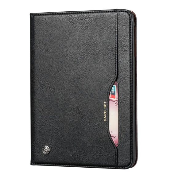 Custodia in pelle a vibrazione orizzontale con texture pelle impastata per Galaxy Tab A 10.1 2019 T515 / T510, con cornice per foto, supporto, slot per schede e portafoglio (nero)