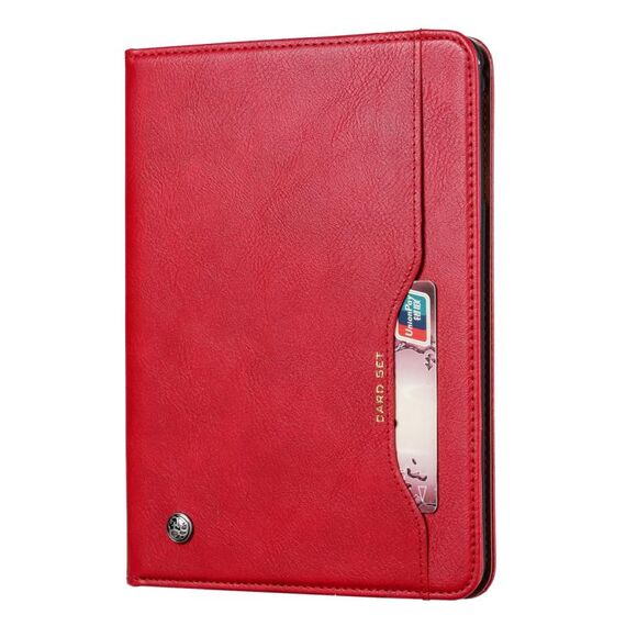 Custodia in pelle a vibrazione orizzontale con struttura in pelle impastata per Galaxy Tab A 8 2019 P200 / P205, con cornice per foto, supporto, slot per schede e portafoglio (rosso)