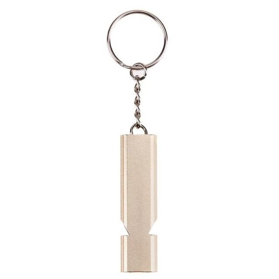 3 pz Mini portatile 120dB doppio tubo alto decibel da campeggio all'aperto escursionismo Survival Fischio a doppia frequenza Emnergecy Whistle Portachiavi (oro)