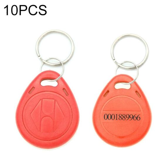 10 PCS 125KHz TK / EM4100 Portachiavi con chip portachiavi con chip di prossimità (rosso)