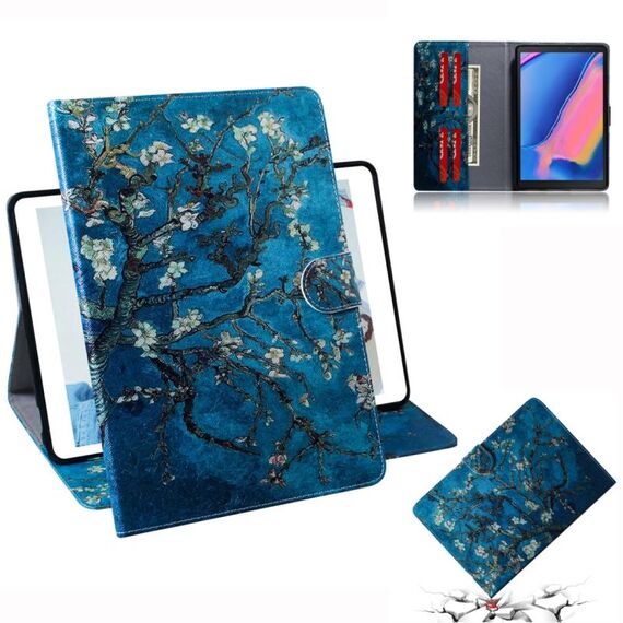 Custodia in pelle con vibrazione orizzontale motivo fiori di albicocca per Galaxy Tab A 8 (2019) / P200 / P205, con supporto, slot per schede e portafoglio