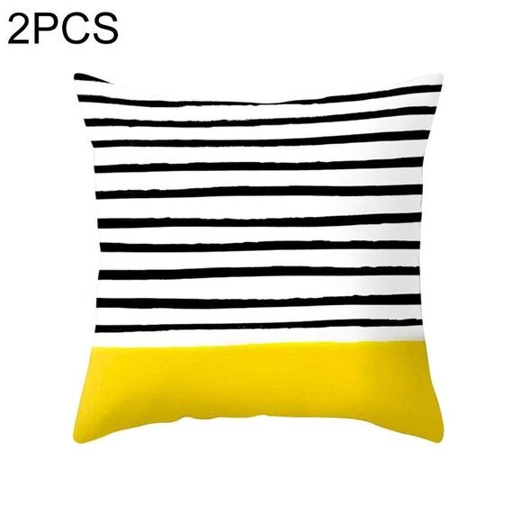 2 pezzi 45x45 cm federa a righe gialle federa geometrica cuscino copriletto cuscino stampa federa federa ufficio camera da letto, dimensioni: 450 * 450 mm (15)