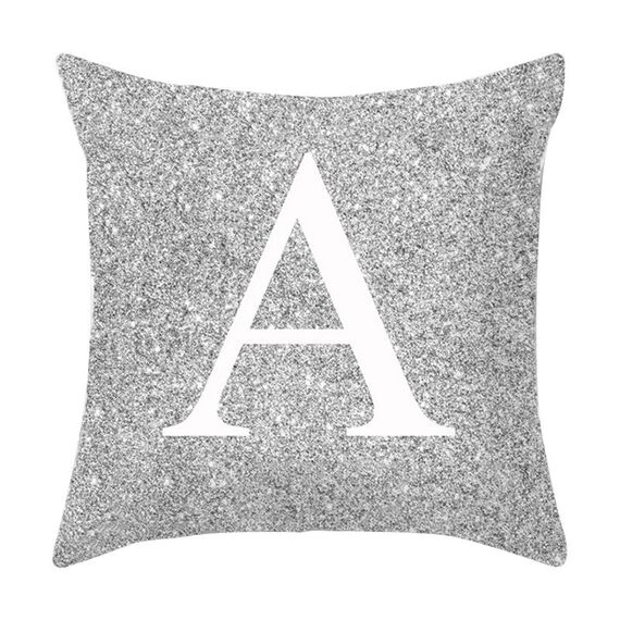Lettere Federa 45 * 45 cm Fodera per cuscino in lino e cotone Federe decorative (A)