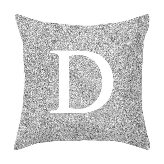 Lettere Federa 45 * 45 cm Fodera per cuscino in lino e cotone Federe decorative (D)