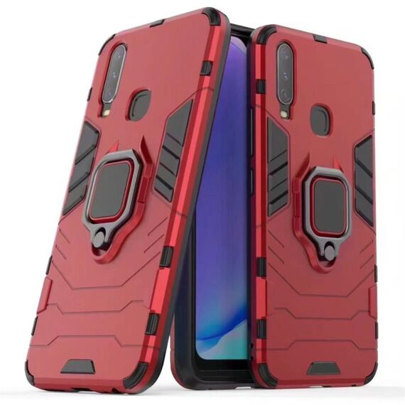 Custodia protettiva antiurto PC + TPU per Vivo Y17, con supporto per anello magnetico (rosso)