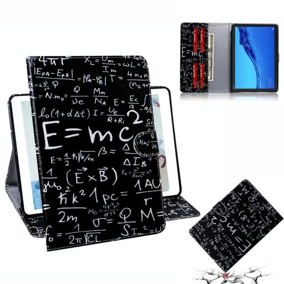Custodia in pelle a vibrazione orizzontale con motivo formula per Huawei MediaPad M5 Lite 10.1, con supporto, slot per schede e portafoglio