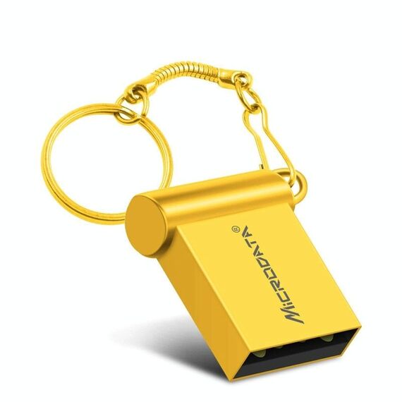 MiCRODATA 4 GB USB 2.0 Mini disco in metallo a due usi per auto e computer (oro)