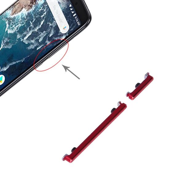 Pulsante di accensione e pulsante di controllo del volume per Xiaomi Mi 6X / A2 (rosso)