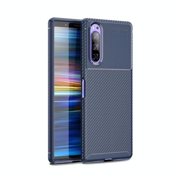 Custodia in TPU antiurto con struttura in fibra di carbonio serie Beetle per Sony Xperia 2 (blu)
